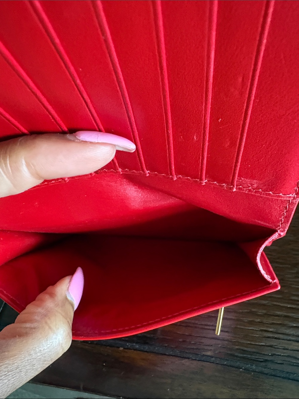 Celine Paris Large Strap Wallet - Red & Black Bicolor Grained Calfskin - Picture 7 of 11